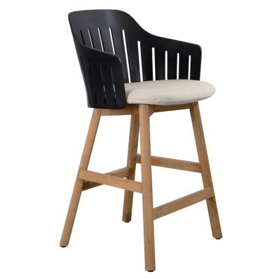 Cane-line Choice Indoor/Outdoor Stool with Seat Cover, Teak Base - Color: B