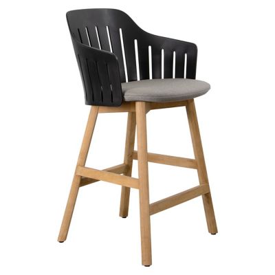 Cane-line Choice Indoor/Outdoor Stool with Seat Cover, Teak Base - Color: B