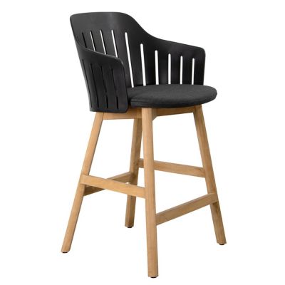 Cane-line Choice Indoor/Outdoor Stool with Seat Cover, Teak Base - Color: B