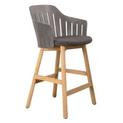 Cane-line Choice Indoor/Outdoor Stool with Seat Cover, Teak Base - Color: G