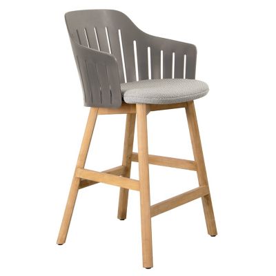 Cane-line Choice Indoor/Outdoor Stool with Seat Cover, Teak Base - Color: G