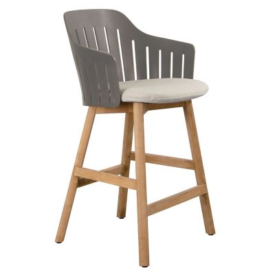 Cane-line Choice Indoor/Outdoor Stool with Seat Cover, Teak Base - Color: G