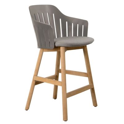 Cane-line Choice Indoor/Outdoor Stool with Seat Cover, Teak Base - Color: G