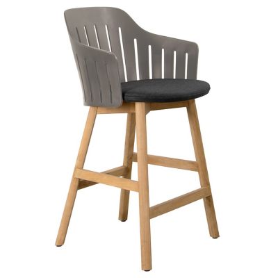 Cane-line Choice Indoor/Outdoor Stool with Seat Cover, Teak Base - Color: G