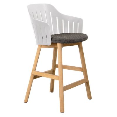 Cane-line Choice Indoor/Outdoor Stool with Seat Cover, Teak Base - Color: W