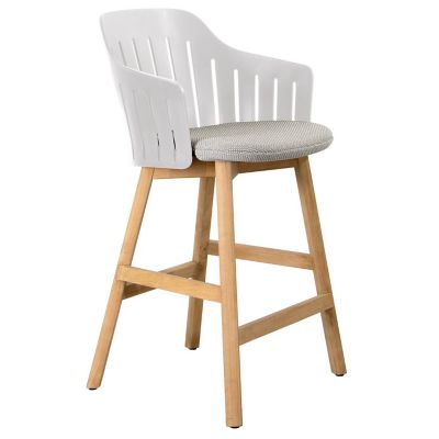 Cane-line Choice Indoor/Outdoor Stool with Seat Cover, Teak Base - Color: G