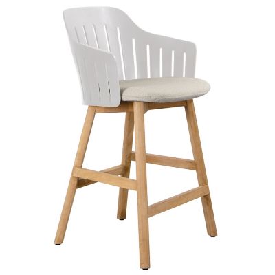 Cane-line Choice Indoor/Outdoor Stool with Seat Cover, Teak Base - Color: W