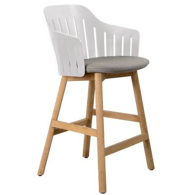 Cane-line Choice Indoor/Outdoor Stool with Seat Cover, Teak Base - Color: W