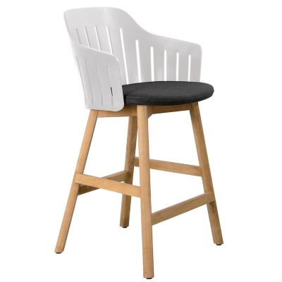 Cane-line Choice Indoor/Outdoor Stool with Seat Cover, Teak Base - Color: W