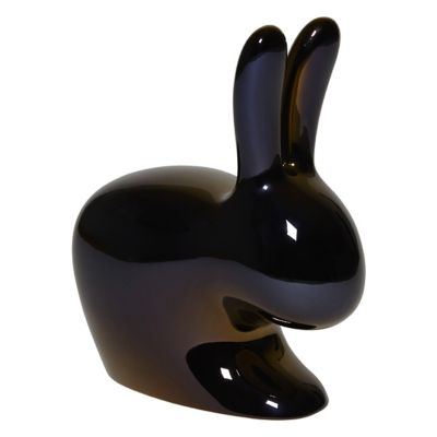 Qeeboo Rabbit Metal Finish Baby Chair - Color: Black - 90003BI-S