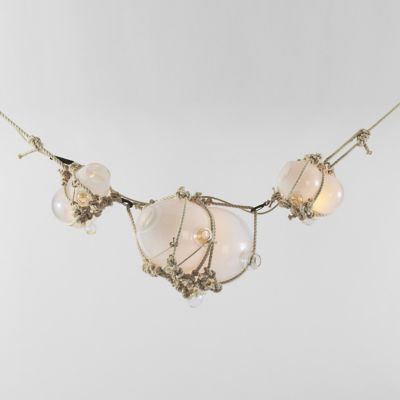 Roll & Hill Knotty Bubbles Chain Linear Chandelier in Clear, Size: 4 light