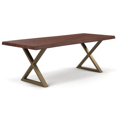 Urbia Brooks X-Base Rectangular Dining Table in Brown