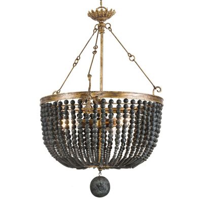 Regina Andrew Fabian Wood Bead Chandelier - Color: Brass - Size: 3 light - 
