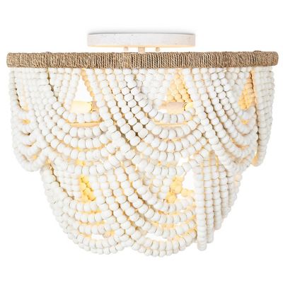 Regina Andrew Lorelei Wood Bead Flushmount Light - Color: White - Size: 6 l