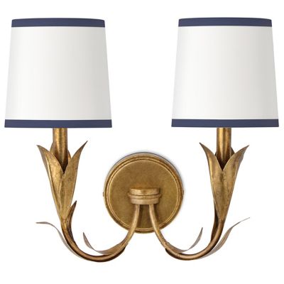 Regina Andrew River Reed Double Wall Sconce - Color: Gold - Size: 2 light -