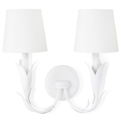 Regina Andrew River Reed Double Wall Sconce - Color: White - Size: 2 light 