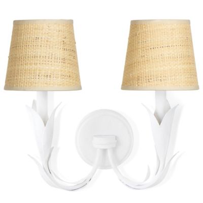 Regina Andrew River Reed Double Wall Sconce - Color: White - Size: 2 light 