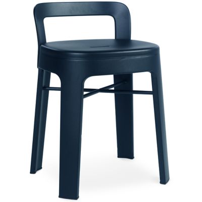 RS Barcelona Ombra Stool, Low With Backrest - Color: Blue - OMLOWBR-4N