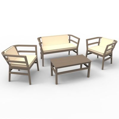 Resol Click-Clack 4 Piece Outdoor Conversation Set - Color: Brown - 04431//