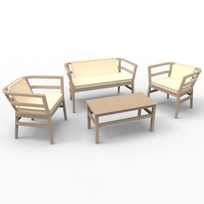 Resol Click-Clack 4 Piece Outdoor Conversation Set - Color: Beige - 04430//