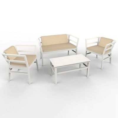 Resol Click-Clack 4 Piece Outdoor Conversation Set - Color: White - 04429//