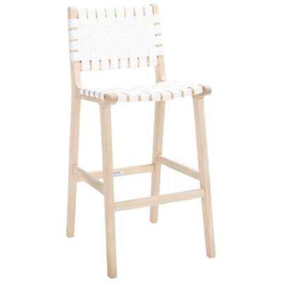 SAV2474592 Alder & Ore Heloisa Leather Bar Stool - Color: Whi sku SAV2474592