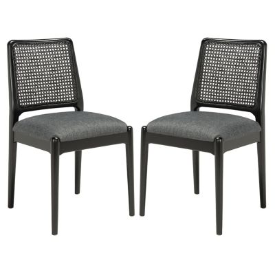 Alder & Ore Josefa Rattan Dining Chair, Set of 2 - Color: Black