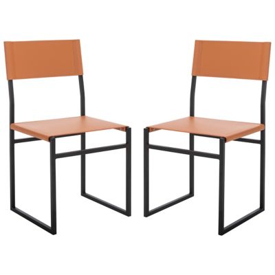 Alder & Ore Cintia Leather Dining Chair, Set of 2 - Color: Orange