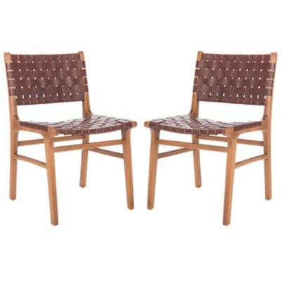 Alder & Ore Iracema Woven Leather Dining Chair, Set of 2 - Color: Orange