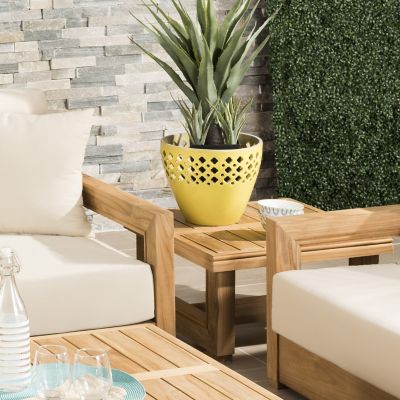 Alder & Ore Anglim Brazilian Teak Outdoor Side Table - Color: Brown