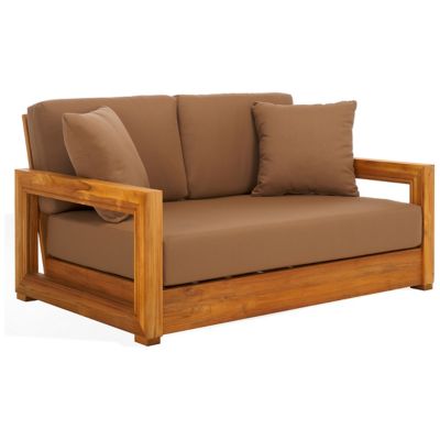 Alder & Ore Anglim Outdoor Brazilian Teak 2-Seat Sofa - Color: Brown