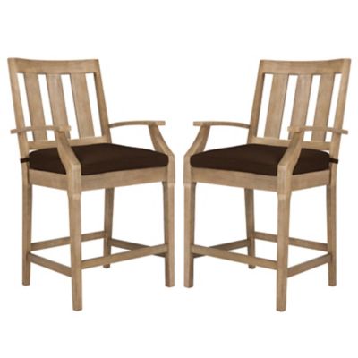 Alder & Ore Canebrake Salvador Patio Outdoor Counter Stool, Set of 2 in Bro