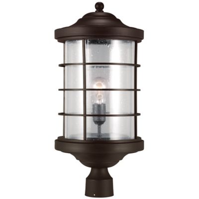 Sauganash Outdoor Post Light with Clear Seeded Glass