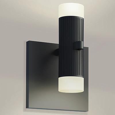 Suspenders Standard Single LED Wall Sconce - Bar-Mounted Duplex Cylinder / Glass Diffuser