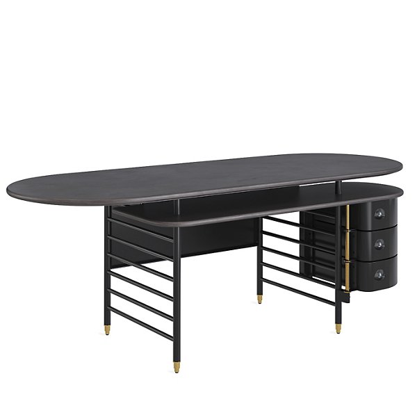 Steelcase Frank Lloyd Wright Racine Desk with Storage - Color: Black - Size