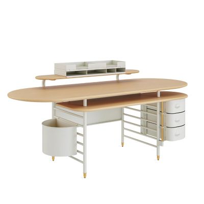Steelcase Frank Lloyd Wright Racine Desk with Storage and Accessories - Col