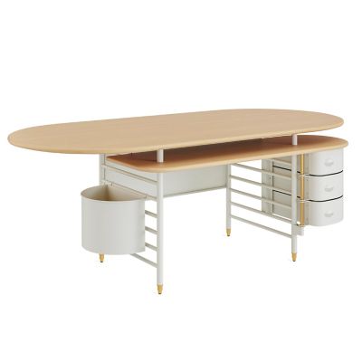 Steelcase Frank Lloyd Wright Racine Executive Desk with Storage - Color: Be
