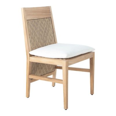 Summer Classics Savannah Teak Outdoor Extended Back Side Chair in Silver