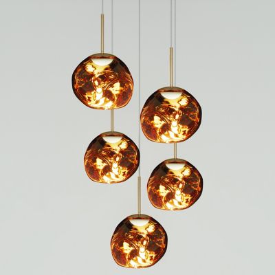 Tom Dixon Melt Mini Round LED Multi-Light Pendant Light - Color: Gold - Siz