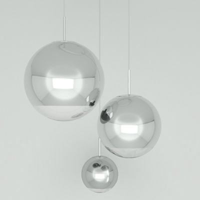 Tom Dixon Mirror Ball Range Round LED Multi-Light Pendant Light - Color: Si