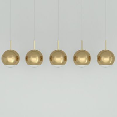 Tom Dixon Mirror Ball LED Linear Chandelier - Color: Gold - Size: 5 light -