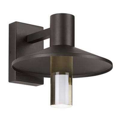Visual Comfort Modern Ash Cylinder Outdoor Wall Sconce in Bronze, Size: 12"