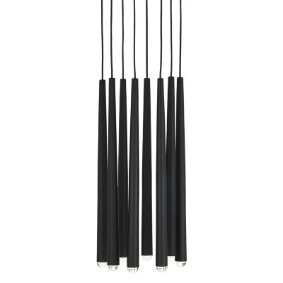 Visual Comfort Modern Pylon LED Chandelier in Black, Size: 8 light