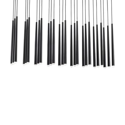 Visual Comfort Modern Pylon Linear Chandelier in Black, Size: 27 light
