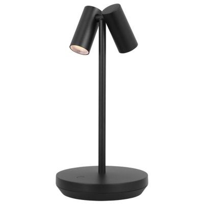 Visual Comfort Modern Doppia Short Accent Rechargeable LED Table Lamp in Black