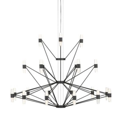Visual Comfort Modern Lassell Three Tier Tall LED Chandelier in Bronze
