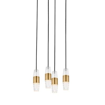 Visual Comfort Modern Lassell 4 Light LED Multi Light Pendant in Clear, Size: Medium
