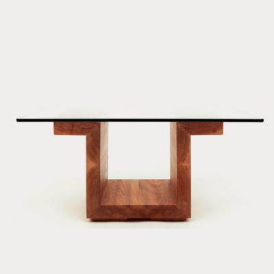 ARTLESS SQG22 Rectangular Glass Top Table - Color: Wood - A-SQG22-WO