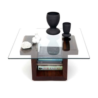 ARTLESS SQG28 Square Glass Top Table - Color: Wood - A-SQG28-W