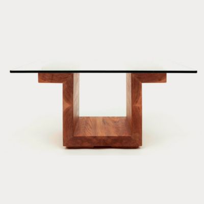 ARTLESS SQG28 Square Glass Top Table - Color: Wood - A-SQG28-WO